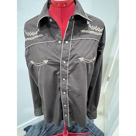 Senor De Los Cielos Brown Western Embroidered Shirt Cowboy Rodeo Long Sleeve - Picture 4 of 8